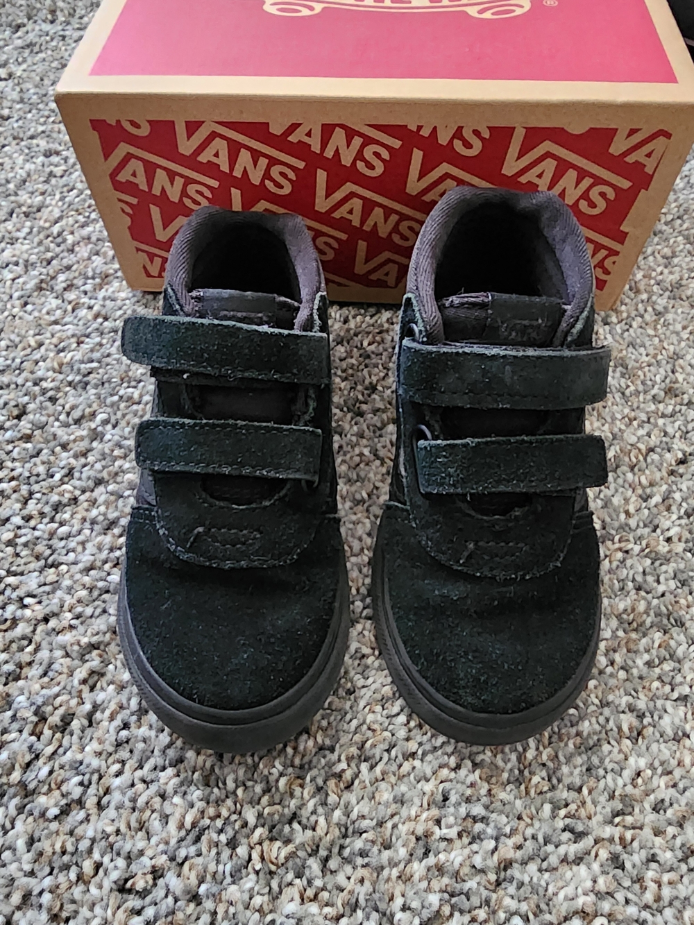 Vans Kids' Black Suede Hook & Loop Sneakers